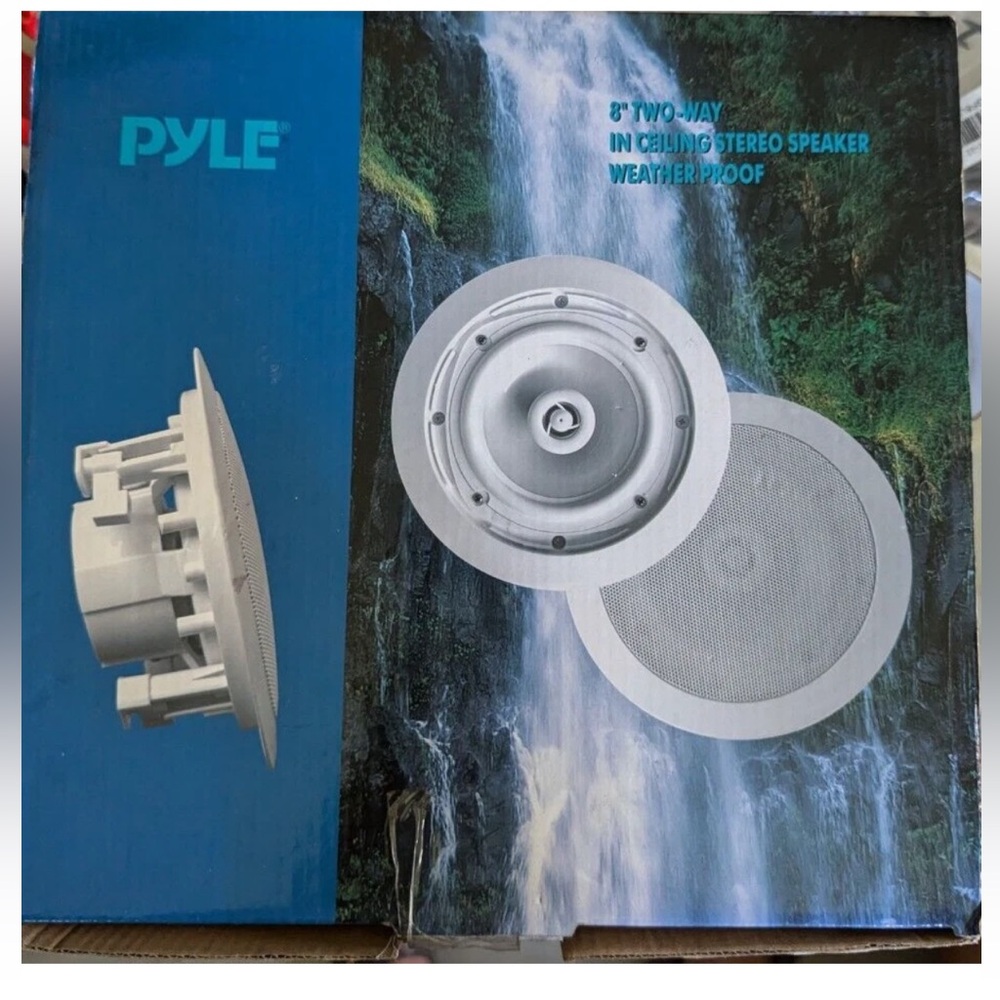 PYLE 8” WEATHER PROOF 2-WAY IN-CEILING / IN-WALL STEREO SPEAKERS NEW IN BOX